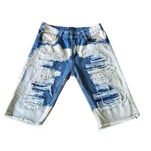 CJ Black Premium Mens Distressed Jean‎ Shorts Size 32 Denim Hip Hop Skater